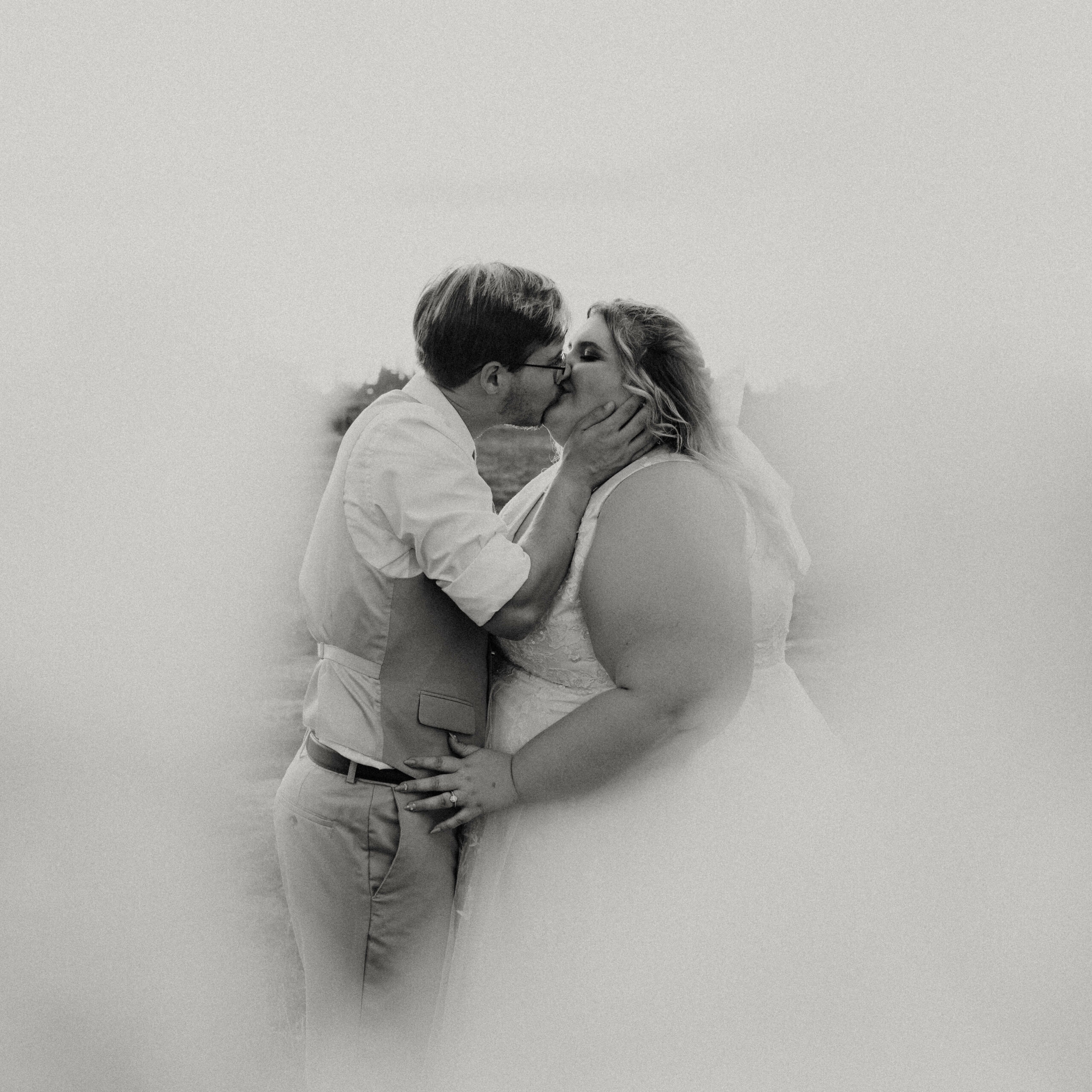Bride and Groom Kissing On Wedding Day