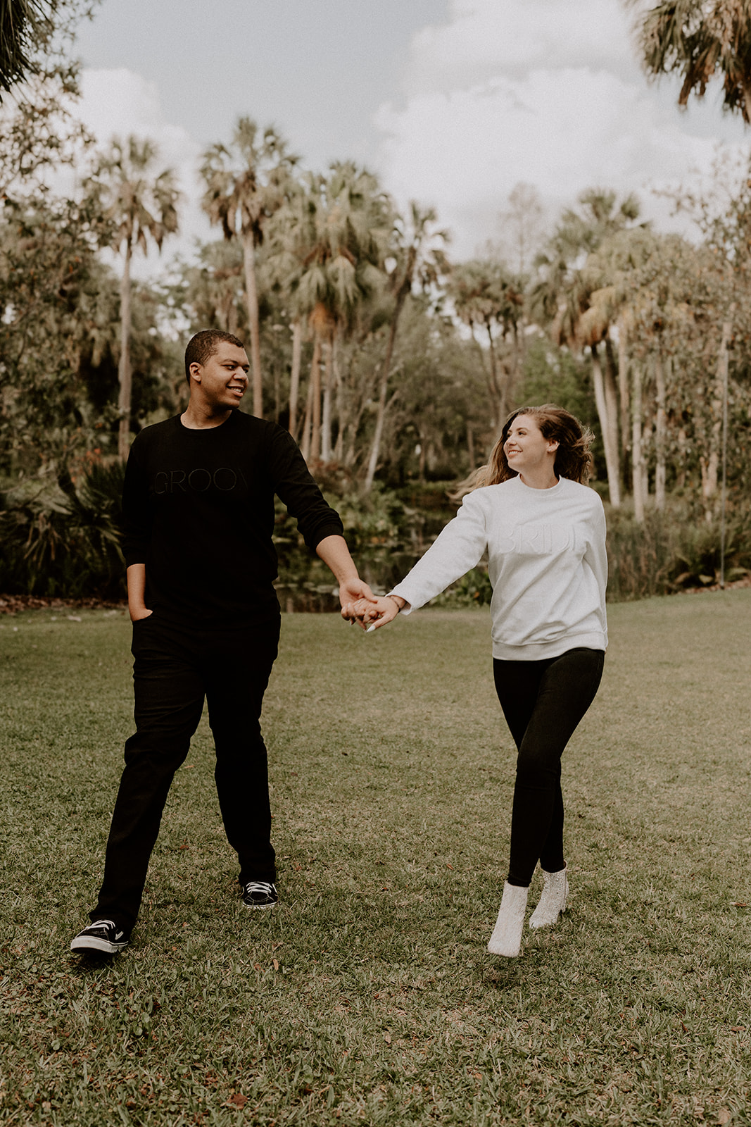 Beautiful palm trees and pond - Bok Tower Gardens Engagement Session